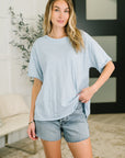 Just Like That Relaxed Heather Tee in Blue