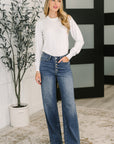 Karla High Waist Column Straight Button-Fly & Back Welt Pkts