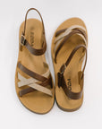 Lev Round Toe Ankle Strap Sandals in Tan