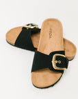 Lizzy Slip On Buckle Strap Sandal in Black