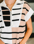 Lonely Traveler Striped Quarter Zip Vest in White