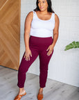Magic Ankle Crop Skinny Pants in Wine