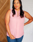 Matter of Fact Pleat Front Sleeveless Blouse in Pink