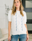 Need a Little Love Cable Knit Puff Sleeve Top