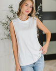 New Normal Pleat Detail Sleeveless Top in White