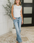 New Normal Pleat Detail Sleeveless Top in White