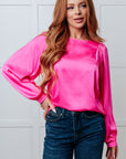 Not Exaggerating Satin Puff Sleeve Blouse