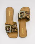 Opera Square Toe Buckle Slip On Sandal