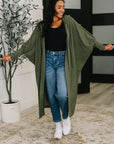 Pamper Travel Hooded Cardigan in Olive