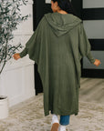 Pamper Travel Hooded Cardigan in Olive
