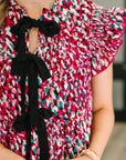 Pattern Pending Bow Detail Dress in Fuchsia and Black