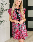 Pattern Pending Bow Detail Dress in Fuchsia and Black