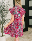 Pattern Pending Bow Detail Dress in Fuchsia and Black