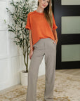 Peachy Keen Straight Leg Trousers in Stone Taupe