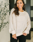 Petal Poise Floral Applique Pullover in Neutral