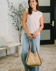 Quite Intimately Striped Muscle Tee in Brown