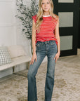 Quite Intimately Striped Muscle Tee in Red