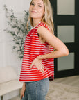 Quite Intimately Striped Muscle Tee in Red