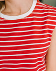 Quite Intimately Striped Muscle Tee in Red