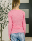 Ribbed Long Sleeve in Fuchsia