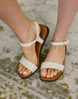 Riddle Ankle Strap Sandal in Beige