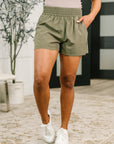 Rile Me Up High Waisted Shorts in Dusty Olive