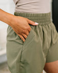 Rile Me Up High Waisted Shorts in Dusty Olive