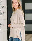 Running Late Hooded Long Sleeve in Beige