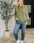 Safe and Secure Mineral Wash Pullover in Light Olive