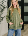 Safe and Secure Mineral Wash Pullover in Light Olive