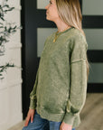 Safe and Secure Mineral Wash Pullover in Light Olive