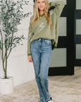 Shock Value V-Neck Sweater in Olive
