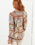 Show and Tell Mixed Print Peasant Blouse