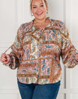 Show and Tell Mixed Print Peasant Blouse