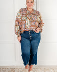 Show and Tell Mixed Print Peasant Blouse