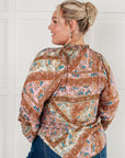 Show and Tell Mixed Print Peasant Blouse
