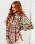 Show and Tell Mixed Print Peasant Blouse