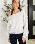 Side Hustle Off Shoulder Long Sleeve Top in Bone