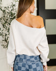 Side Hustle Off Shoulder Long Sleeve Top in Bone