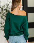 Side Hustle Off Shoulder Long Sleeve Top in Hunter Green