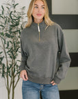 Sweater Weather Half Zip High Neck Pullover in Charcoal