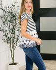Too Sweet to Share Scalloped Hem Blouse in Ivory and Navy