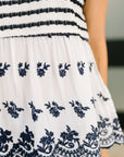 Too Sweet to Share Scalloped Hem Blouse in Ivory and Navy