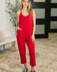 Totally Me Spaghetti Strap Jumpsuit Ruby
