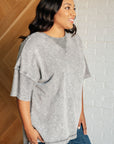 Unbothered Mineral Wash Top in Grey