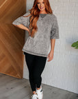 Unbothered Mineral Wash Top in Grey