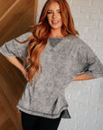 Unbothered Mineral Wash Top in Grey