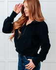 Under Her Spell Half Zip Pullover in Black