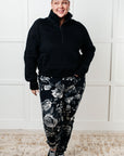 Under Her Spell Half Zip Pullover in Black