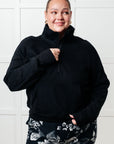 Under Her Spell Half Zip Pullover in Black